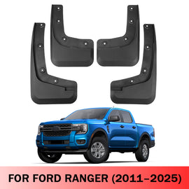 Mud Flaps for Ford Ranger 2011–2025 No-Drill Custom Fit All-Weather Front & Rear Splash Guards (4PCS)