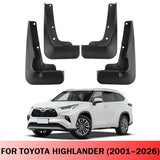 Mud Flaps for Toyota Highlander 2001–2026 No-Drill Front & Rear Custom Fit All-Weather Splash Guards