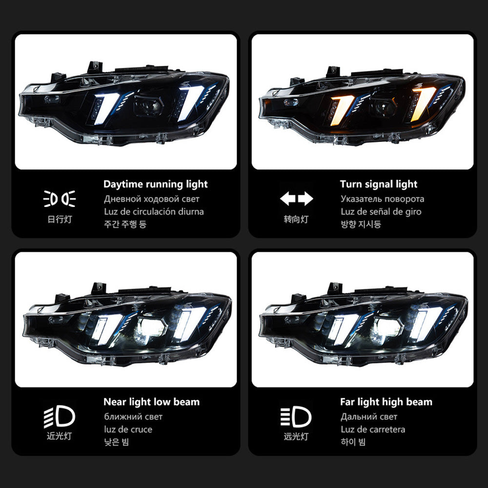 Suitable for 2013–2018 BMW 3 Series F30 LED Headlight Assembly Upgrade with Projector Lens and DRL