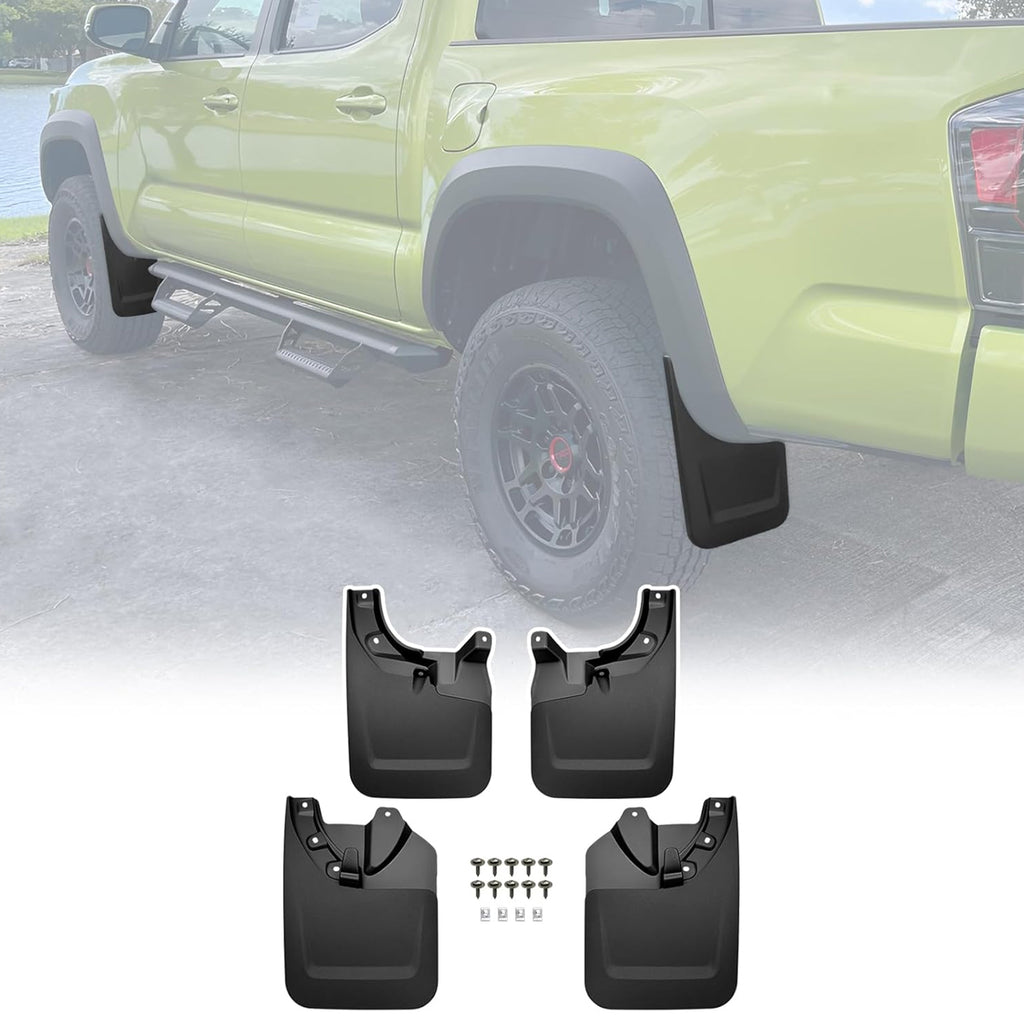 Amancarport® Custom Fit Mud Flaps for Toyota Tacoma 2005–2025 No-Drill Heavy-Duty Splash Guards (4-PC Set)