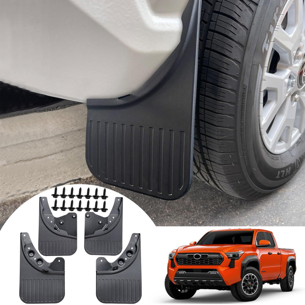 Amancarport® Custom Fit Mud Flaps for Toyota Tacoma 2005–2025 No-Drill Heavy-Duty Splash Guards (4-PC Set)
