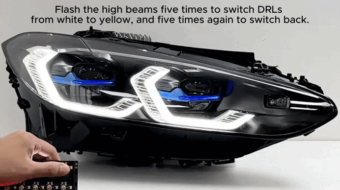 Laser Style Headlights for BMW 4 Series G22 G23 G26 G8x M3 M4 (2021 - Present) Assembly Upgrade, Amber DRL