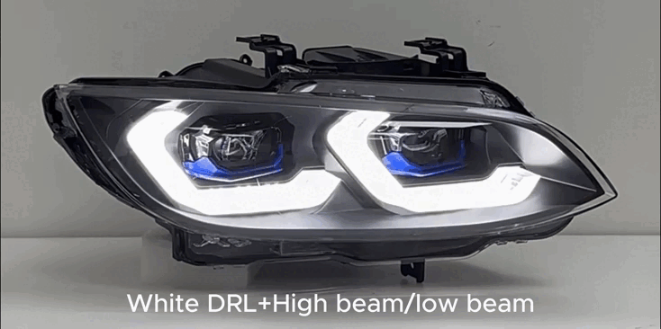 Laser Style LED Headlights for 2007–2010 BMW E92 E93 M3 3 Series – Dual Projector with Amber/White DRL