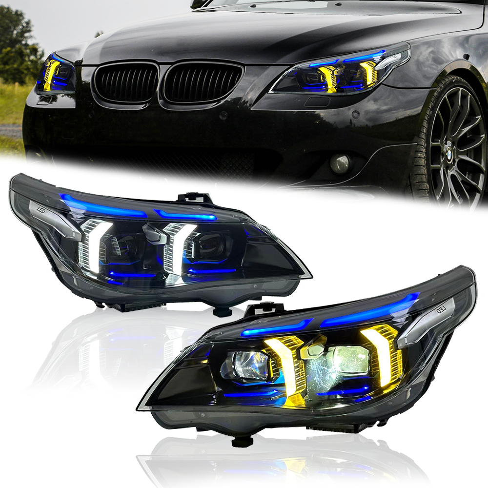 Headlights for BMW 5 Series E60 (2003–2010), Snake Eye Projector Lens Modified Headlamp Assembly