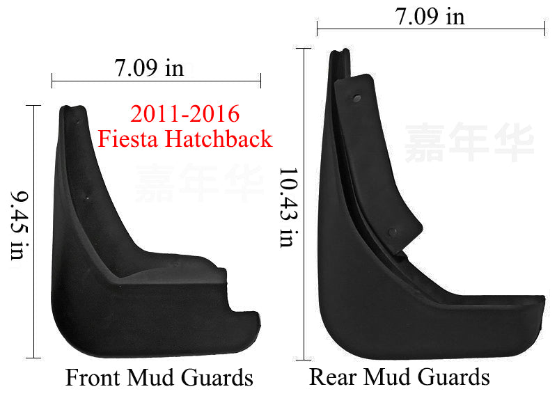 Mud Flaps for Ford Fiesta 2009–2017 No-Drill Custom Fit All-Weather Front & Rear Splash Guards (4PCS)
