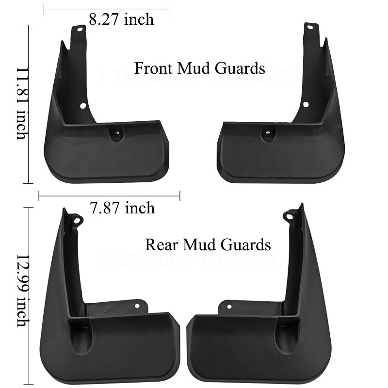 Mud Flaps for Toyota C-HR / IZOA 2017–2024 No-Drill Custom Fit All-Weather Front & Rear Splash Guards (4PCS)