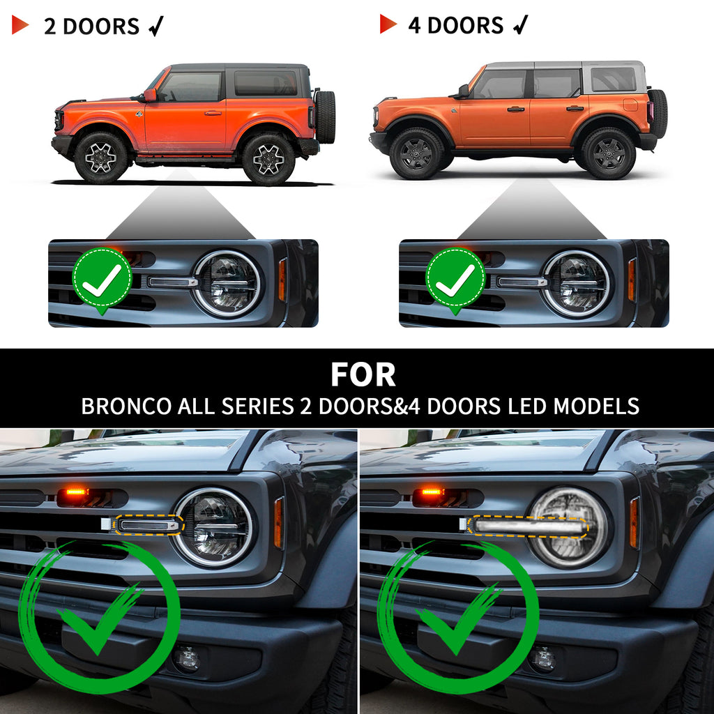 For Ford Bronco LED Projector Headlights 2021–2025 Fits All Trim Levels and Raptor 2/4 Door Pair