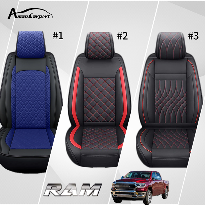 For Dodge Ram Leather Car Seat Covers Compatible with Ram 1500(2009-2025), Ram 2500(2010-2025), Ram 3500(2010-2025)