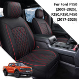 Custom For Ford F150 (2009-2025), F250, F350, F450(2017-2025) Leather Car Seat Covers Full Set