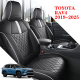 Custom For Toyota Rav4 (2019-2025) Sporty Leather Car Seat Cover Full Set Compatible with Airbags
