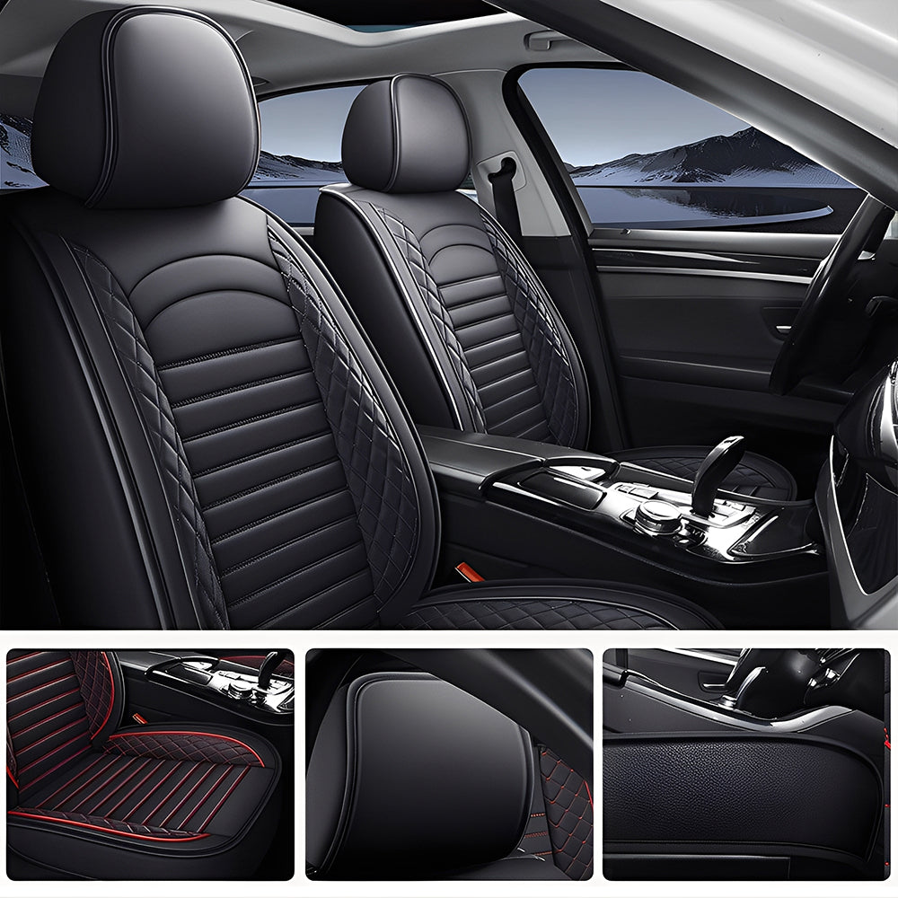 Amancarport® 5-Piece Car Seat Covers Full Set – Universal Faux Leather Cushions for Cars, SUVs & Trucks
