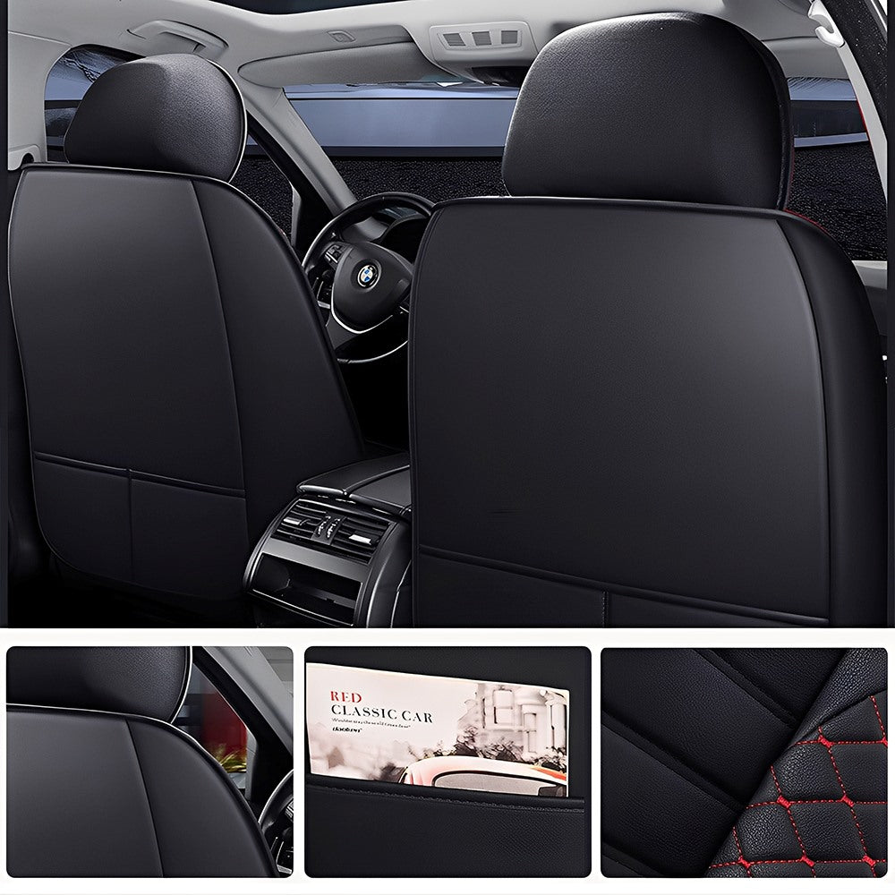 Amancarport® 5-Piece Car Seat Covers Full Set – Universal Faux Leather Cushions for Cars, SUVs & Trucks