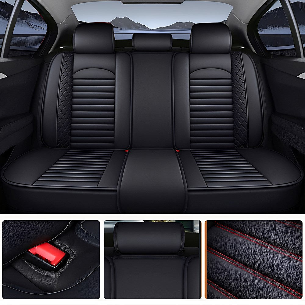 Amancarport® 5-Piece Car Seat Covers Full Set – Universal Faux Leather Cushions for Cars, SUVs & Trucks