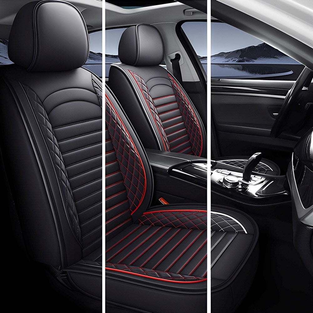 Amancarport® 5-Piece Car Seat Covers Full Set – Universal Faux Leather Cushions for Cars, SUVs & Trucks