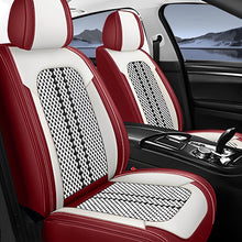 Load image into Gallery viewer, Amancarport Universal Leather Car Seat Covers Full Set - Breathable Leather and Ice Silk Front and Rear Seat Covers