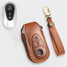 Load image into Gallery viewer, Genuine Leather Key Fob Cover for Mercedes-Benz C-Class, G-Class, E-Class, GLK, R350, GL, and GLC Models