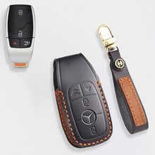 Load image into Gallery viewer, Genuine Leather Key Fob Cover for Mercedes-Benz C-Class, G-Class, E-Class, GLK, R350, GL, and GLC Models