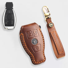 Load image into Gallery viewer, Genuine Leather Key Fob Cover for Mercedes-Benz C-Class, G-Class, E-Class, GLK, R350, GL, and GLC Models