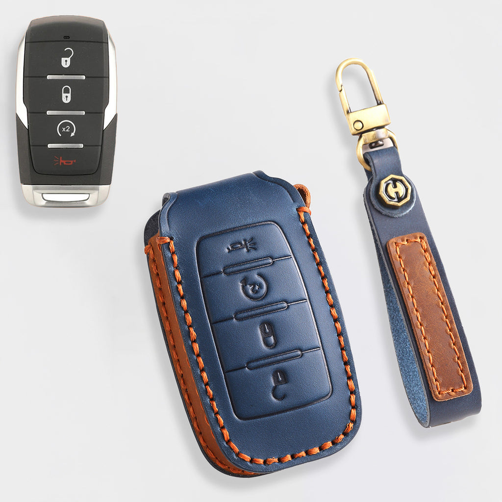 Genuine Leather Key Cover for Dodge RAM 1500, 2500, 3500, 4500, 5500 (2019-2025) - 4/5/6 Button Protective Case