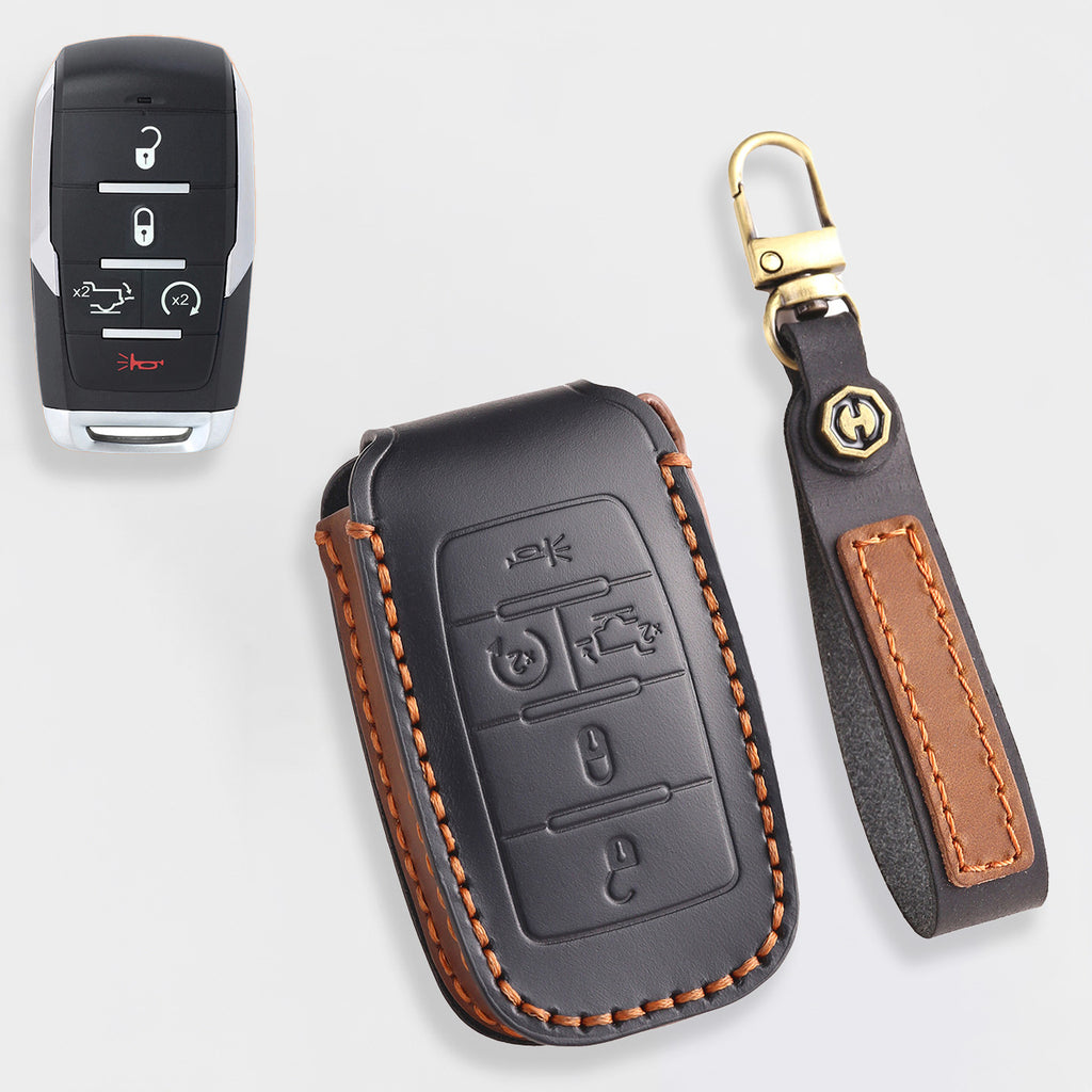 Genuine Leather Key Cover for Dodge RAM 1500, 2500, 3500, 4500, 5500 (2019-2025) - 4/5/6 Button Protective Case