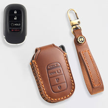 Load image into Gallery viewer, Genuine Leather Key Cover for Honda Civic, Accord, CR-V, Pilot, HR-V - 2 to 7 Button Case / Fits Odyssey, Passport, Insight