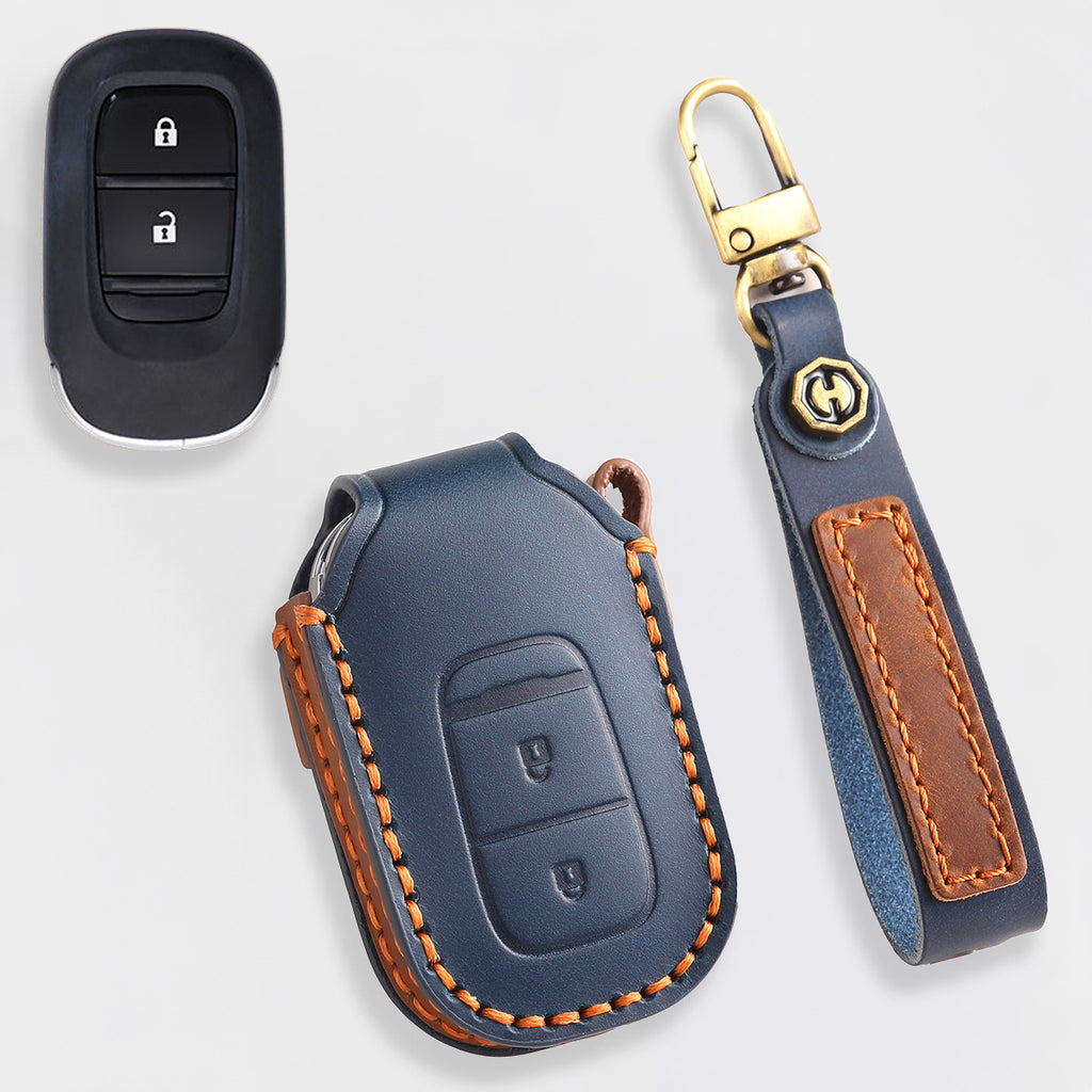 Genuine Leather Key Cover for Honda Civic, Accord, CR-V, Pilot, HR-V - 2 to 7 Button Case / Fits Odyssey, Passport, Insight