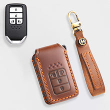 Load image into Gallery viewer, Genuine Leather Key Cover for Honda Civic, Accord, CR-V, Pilot, HR-V - 2 to 7 Button Case / Fits Odyssey, Passport, Insight