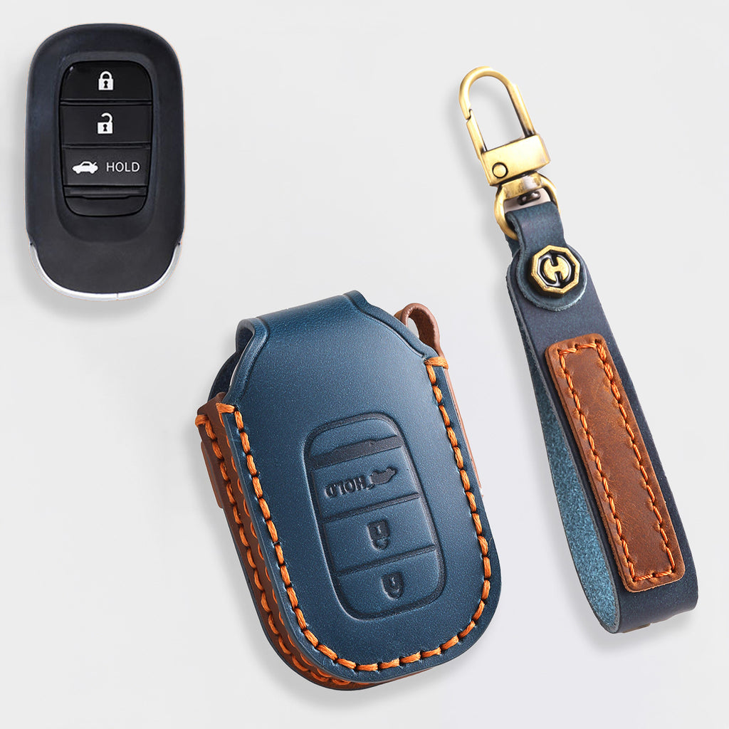 Genuine Leather Key Cover for Honda Civic, Accord, CR-V, Pilot, HR-V - 2 to 7 Button Case / Fits Odyssey, Passport, Insight