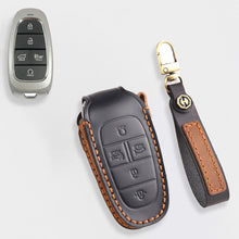 Load image into Gallery viewer, Genuine Leather Key Fob Cover for Hyundai Sonata, Santa Fe, Tucson, Palisade, - 3/4/5/6/7 Button Protective Case