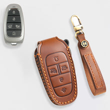 Load image into Gallery viewer, Genuine Leather Key Fob Cover for Hyundai Sonata, Santa Fe, Tucson, Palisade, - 3/4/5/6/7 Button Protective Case
