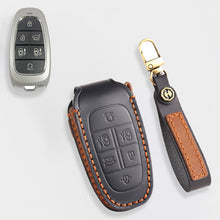 Load image into Gallery viewer, Genuine Leather Key Fob Cover for Hyundai Sonata, Santa Fe, Tucson, Palisade, - 3/4/5/6/7 Button Protective Case