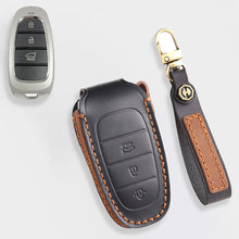 Load image into Gallery viewer, Genuine Leather Key Fob Cover for Hyundai Sonata, Santa Fe, Tucson, Palisade, - 3/4/5/6/7 Button Protective Case