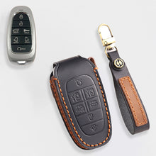 Load image into Gallery viewer, Genuine Leather Key Fob Cover for Hyundai Sonata, Santa Fe, Tucson, Palisade, - 3/4/5/6/7 Button Protective Case