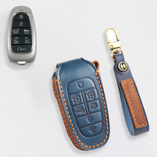 Load image into Gallery viewer, Genuine Leather Key Fob Cover for Hyundai Sonata, Santa Fe, Tucson, Palisade, - 3/4/5/6/7 Button Protective Case