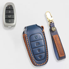 Load image into Gallery viewer, Genuine Leather Key Fob Cover for Hyundai Sonata, Santa Fe, Tucson, Palisade, - 3/4/5/6/7 Button Protective Case