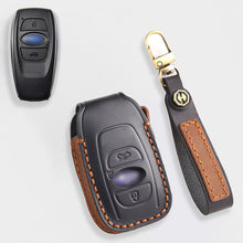Load image into Gallery viewer, Genuine Leather Key Fob Cover for Subaru Outback, Forester, Impreza, Legacy, and XV (3, 4-Button)