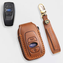 Load image into Gallery viewer, Genuine Leather Key Fob Cover for Subaru Outback, Forester, Impreza, Legacy, and XV (3, 4-Button)