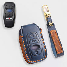 Load image into Gallery viewer, Genuine Leather Key Fob Cover for Subaru Outback, Forester, Impreza, Legacy, and XV (3, 4-Button)