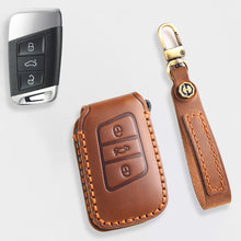 Load image into Gallery viewer, Genuine Leather Key Fob Cover for All 3-Button Volkswagen Key Fobs