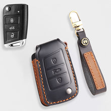 Load image into Gallery viewer, Genuine Leather Key Fob Cover for All 3-Button Volkswagen Key Fobs