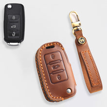 Load image into Gallery viewer, Genuine Leather Key Fob Cover for All 3-Button Volkswagen Key Fobs