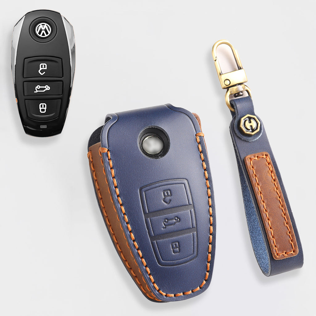 Genuine Leather Key Fob Cover for All 3-Button Volkswagen Key Fobs