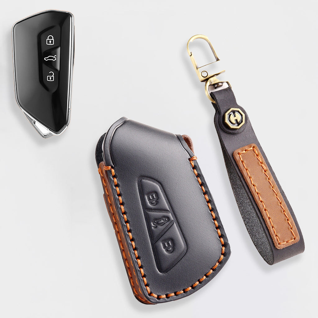 Genuine Leather Key Fob Cover for All 3-Button Volkswagen Key Fobs