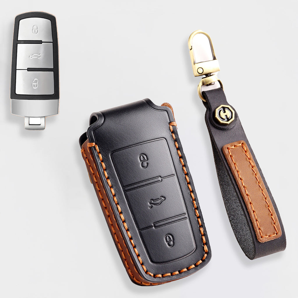 Genuine Leather Key Fob Cover for All 3-Button Volkswagen Key Fobs