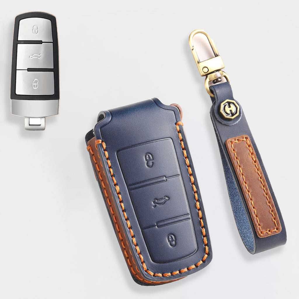 Genuine Leather Key Fob Cover for All 3-Button Volkswagen Key Fobs