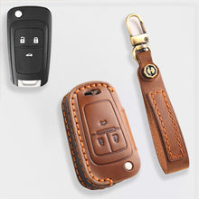 Load image into Gallery viewer, Handmade Leather Key Cover for Chevrolet Silverado Tahoe Camaro Equinox - 3/4/5/6 Button Case (Fits 2016-2024)
