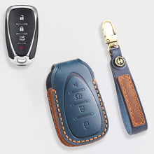 Load image into Gallery viewer, Handmade Leather Key Cover for Chevrolet Silverado Tahoe Camaro Equinox - 3/4/5/6 Button Case (Fits 2016-2024)