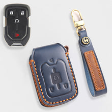 Load image into Gallery viewer, Handmade Leather Key Cover for Chevrolet Silverado Tahoe Camaro Equinox - 3/4/5/6 Button Case (Fits 2016-2024)