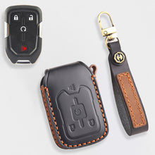 Load image into Gallery viewer, Handmade Leather Key Cover for Chevrolet Silverado Tahoe Camaro Equinox - 3/4/5/6 Button Case (Fits 2016-2024)