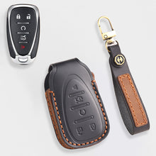 Load image into Gallery viewer, Handmade Leather Key Cover for Chevrolet Silverado Tahoe Camaro Equinox - 3/4/5/6 Button Case (Fits 2016-2024)